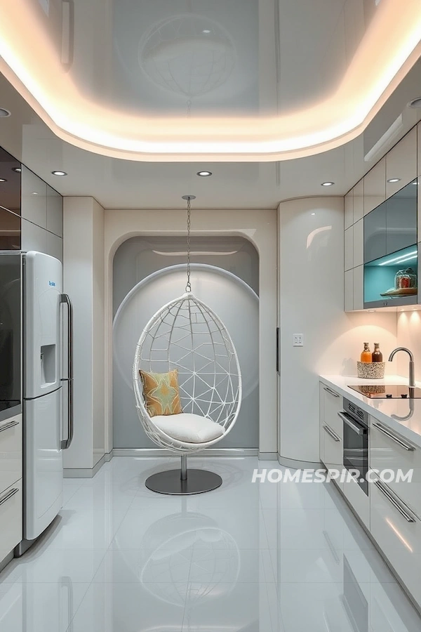 Futuristic Mid-Century Kitchen with LED Lighting Futuristic Mid-Century Kitchen with LED Lighting