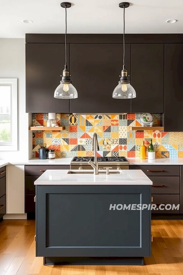 Geometric Pattern Backsplash in Modern Kitchen Geometric Pattern Backsplash in Modern Kitchen