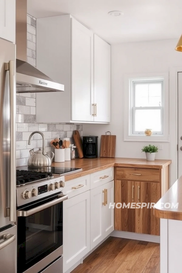 Glossy and Rustic Elements in Tiny Kitchen Glossy and Rustic Elements in Tiny Kitchen