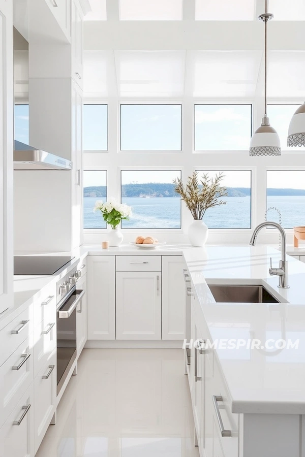 Glossy White Surfaces in Nautical Kitchen Glossy White Surfaces in Nautical Kitchen