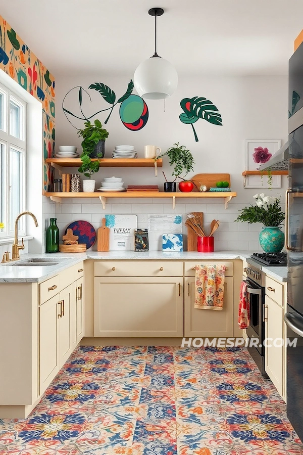 Graphic Wallpaper and Eclectic Tiles Kitchen Graphic Wallpaper and Eclectic Tiles Kitchen