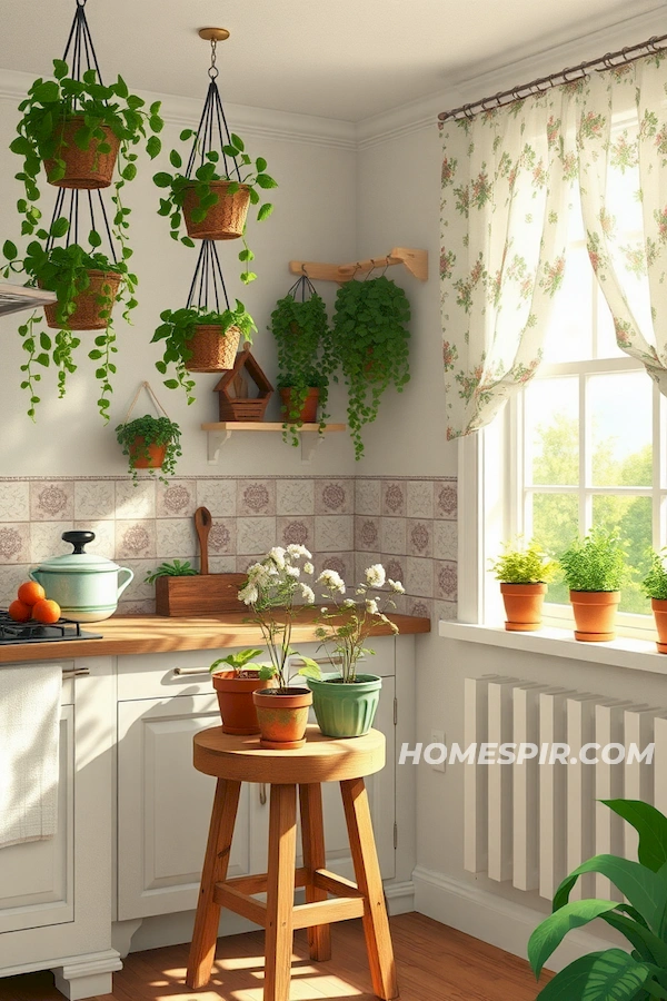Greenery Enhanced Shabby Chic Kitchen Greenery Enhanced Shabby Chic Kitchen