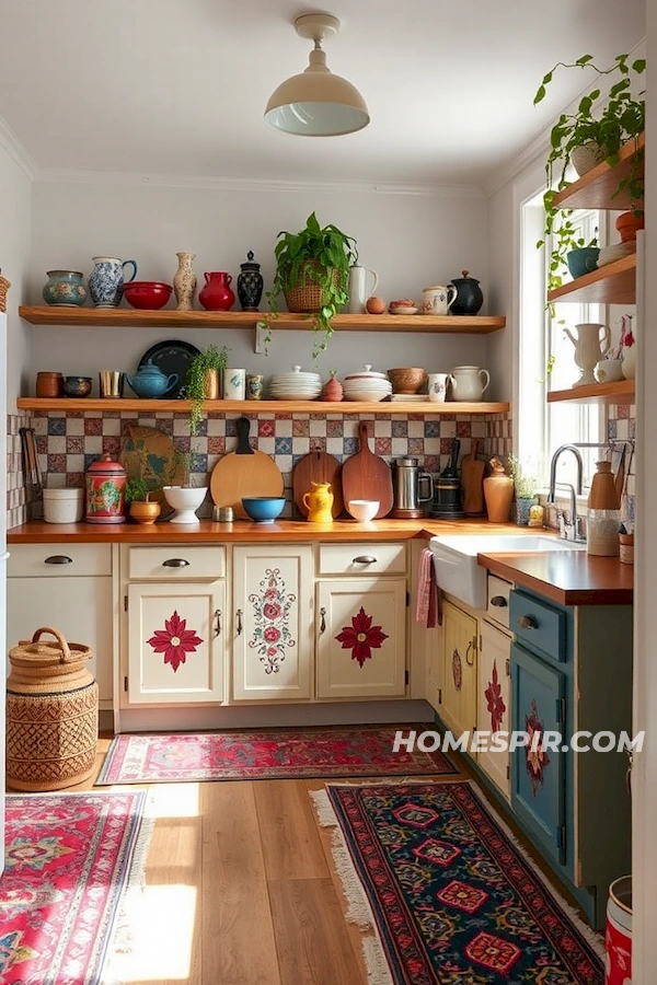 Hand-Painted Cabinets in Artistic Eclectic Kitchen Hand-Painted Cabinets in Artistic Eclectic Kitchen