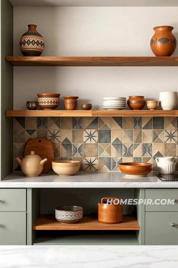 Handcrafted Ceramics in Mid-Century Kitchen Handcrafted Ceramics in Mid-Century Kitchen