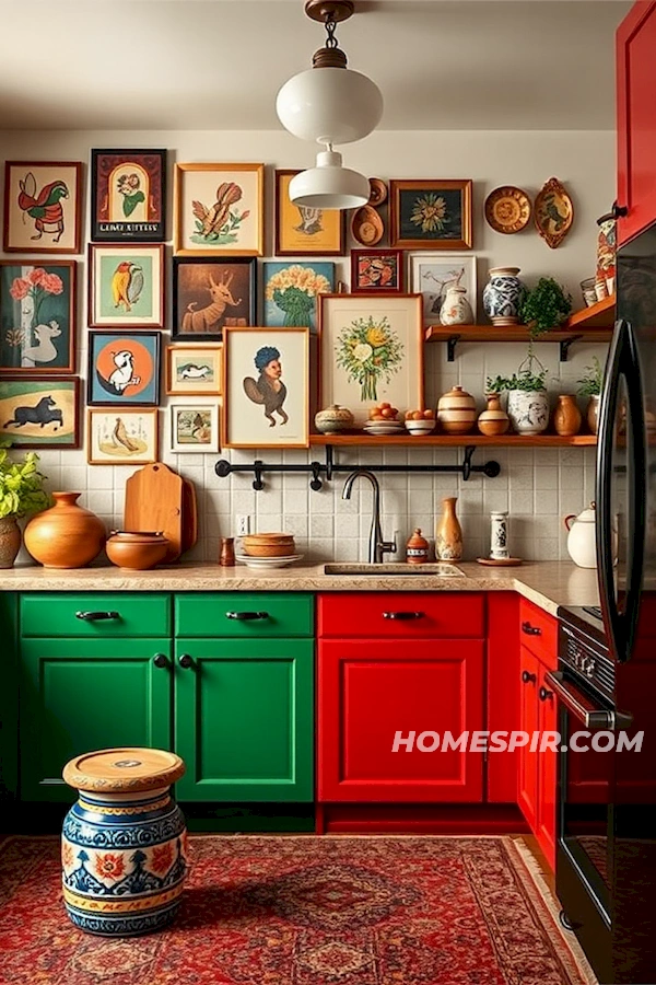 Handcrafted Pottery in Creative Boho Kitchen Handcrafted Pottery in Creative Boho Kitchen