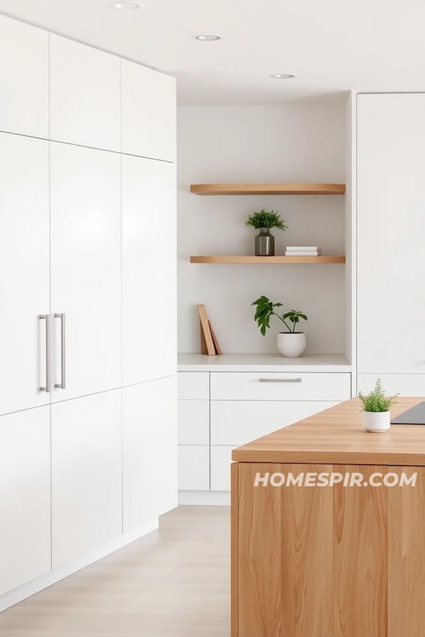 Handle-less White Cabinets in Minimalist Kitchen Handle-less White Cabinets in Minimalist Kitchen