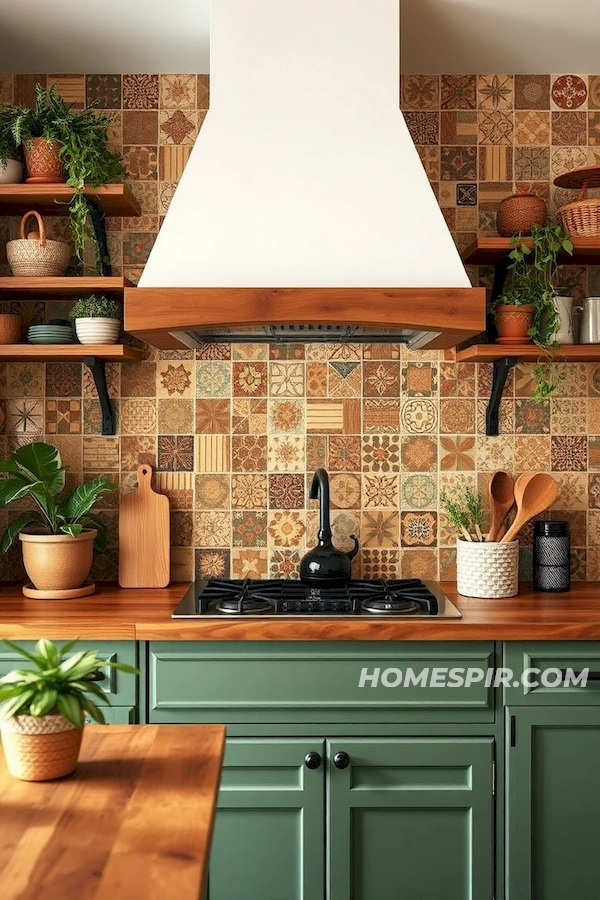 Handmade Tile Patterns for Warm Boho Kitchen Handmade Tile Patterns for Warm Boho Kitchen