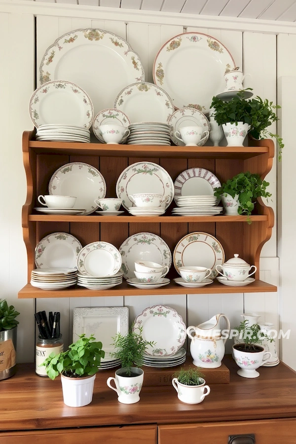 Heirloom China on Vintage Shelves Heirloom China on Vintage Shelves