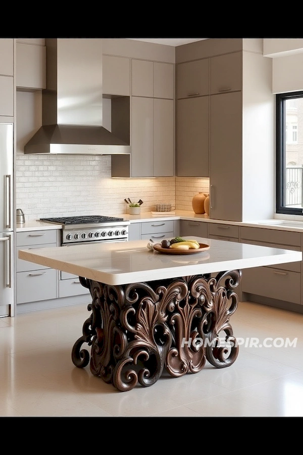 Intricate Sculptural Island in Modern Kitchen Intricate Sculptural Island in Modern Kitchen