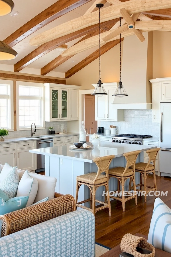Inviting Beach House Kitchen and Living Area Inviting Beach House Kitchen and Living Area