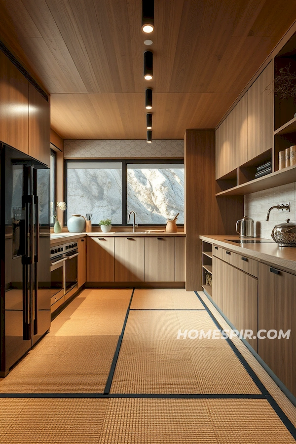 Japanese Kitchen with Tatami Texture Blend Japanese Kitchen with Tatami Texture Blend