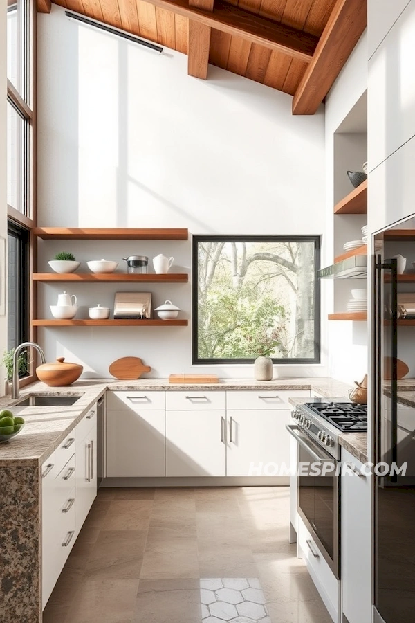 Large Windows with Walnut Shelves Large Windows with Walnut Shelves
