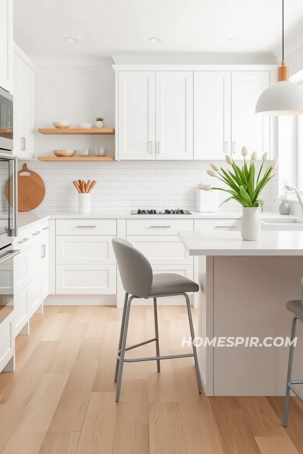 Light Wood Flooring in Sleek Scandinavian Kitchen Light Wood Flooring in Sleek Scandinavian Kitchen