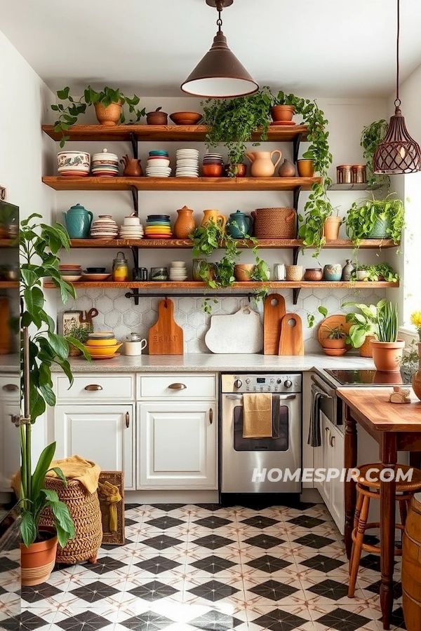 Lush Greenery in Boho Kitchen Lush Greenery in Boho Kitchen