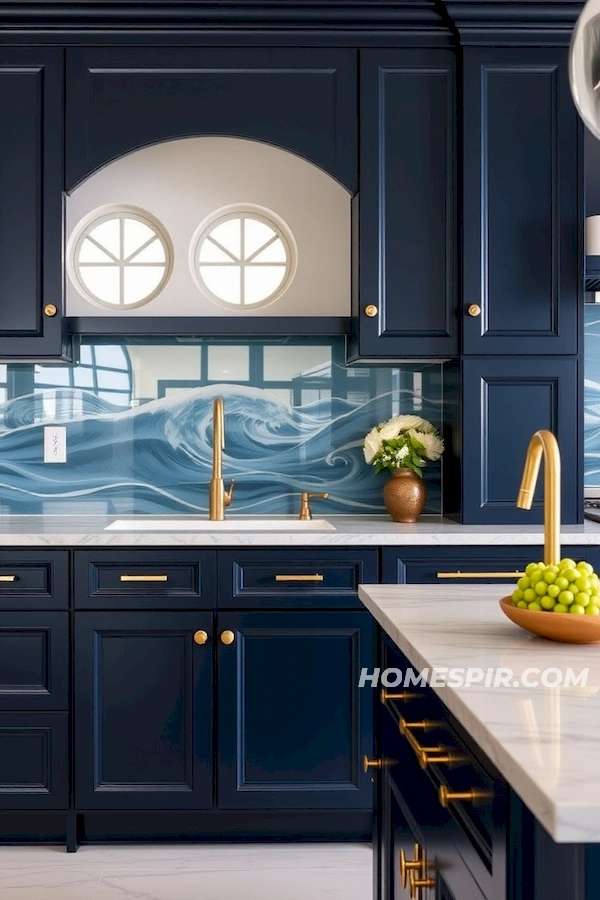 Luxurious Coastal Kitchen with Navy Cabinetry Luxurious Coastal Kitchen with Navy Cabinetry