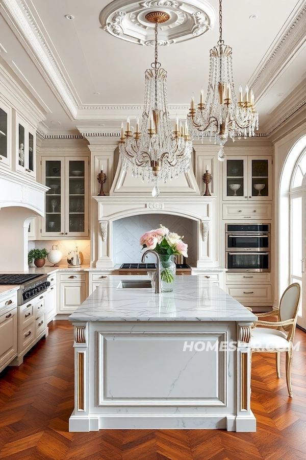 Luxurious Marble in French Vintage Kitchen Luxurious Marble in French Vintage Kitchen