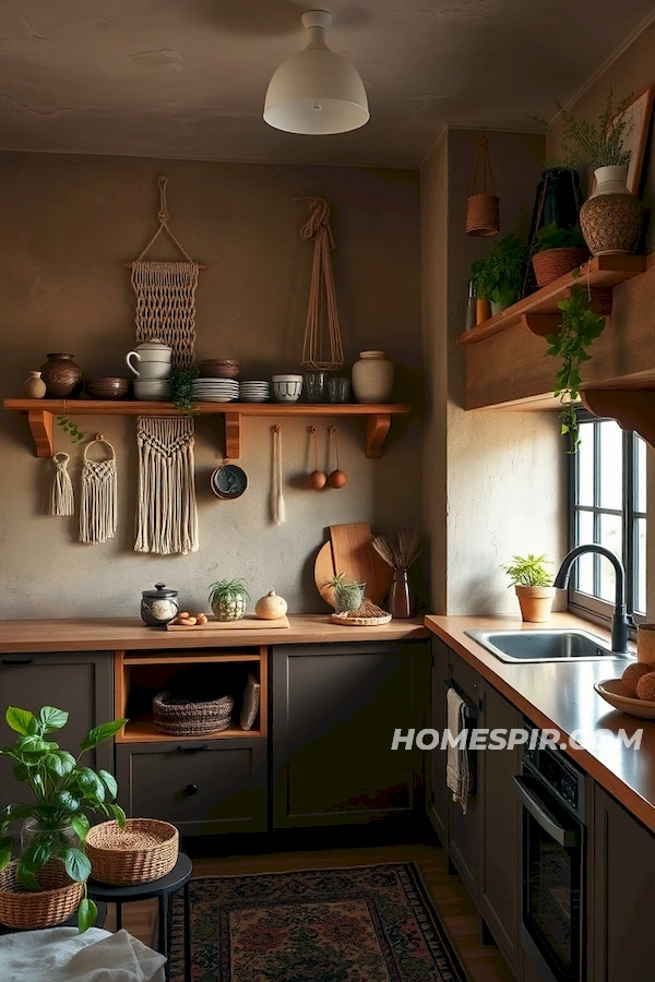 Macramé and Ceramics in Textured Boho Kitchen Macramé and Ceramics in Textured Boho Kitchen