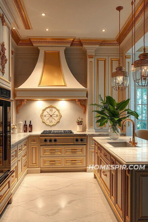 Majestic Gold and Marble Kitchen Design Majestic Gold and Marble Kitchen Design