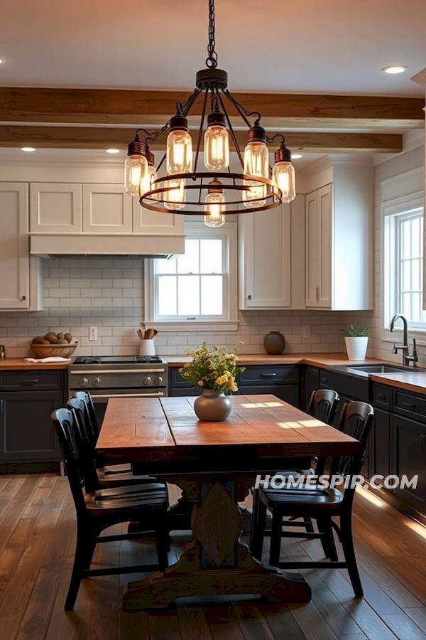 Mason Jar Chandelier in Farmhouse Kitchen Mason Jar Chandelier in Farmhouse Kitchen