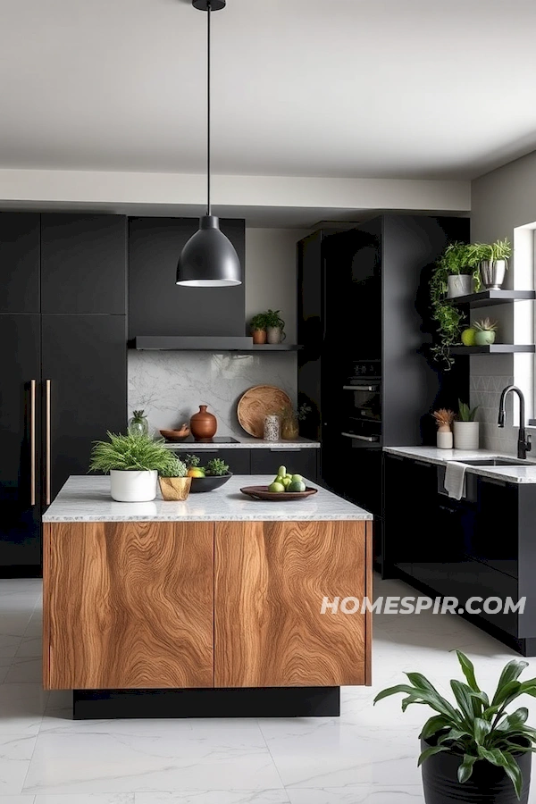 Matte Black and Wood Textured Kitchen Harmony Matte Black and Wood Textured Kitchen Harmony