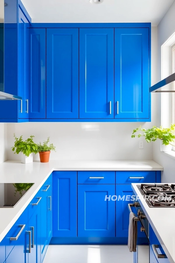 Minimalist Kitchen with Bold Blue Accents Minimalist Kitchen with Bold Blue Accents