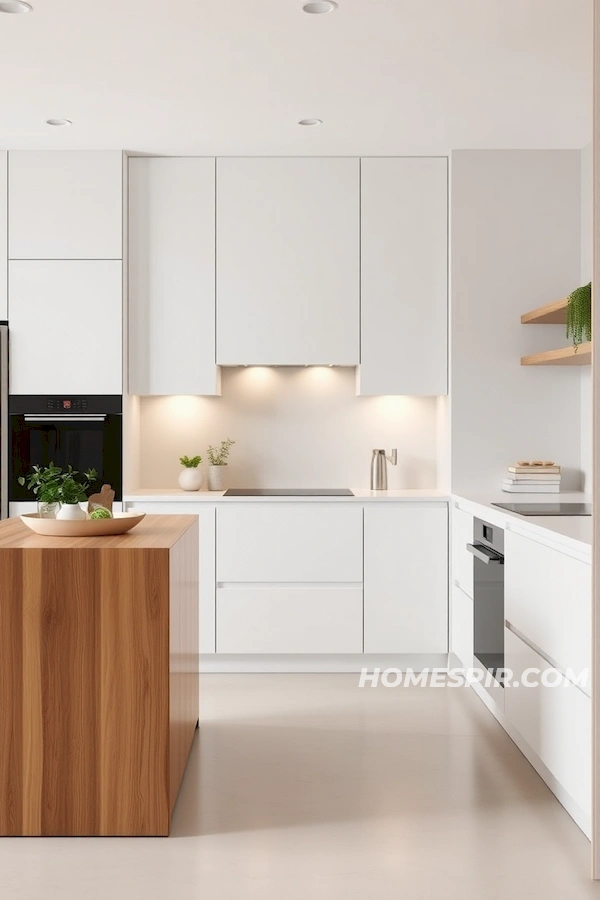 Minimalist Kitchen with Greenery and Open Shelving Minimalist Kitchen with Greenery and Open Shelving