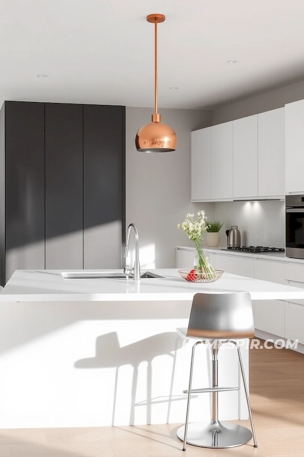 Minimalist Kitchen with Metallic Accents Minimalist Kitchen with Metallic Accents