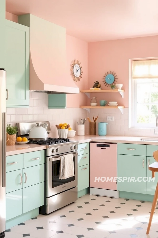 Mint Green and Blush Pink Mid-Century Kitchen Mint Green and Blush Pink Mid-Century Kitchen