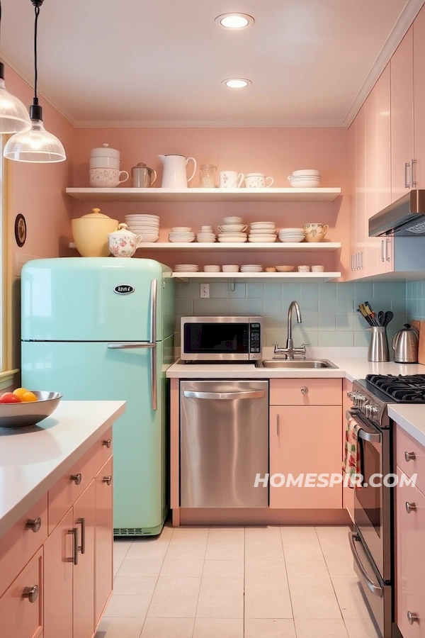 Mint Green Fridge Meets Modern Countertop Kitchen Mint Green Fridge Meets Modern Countertop Kitchen