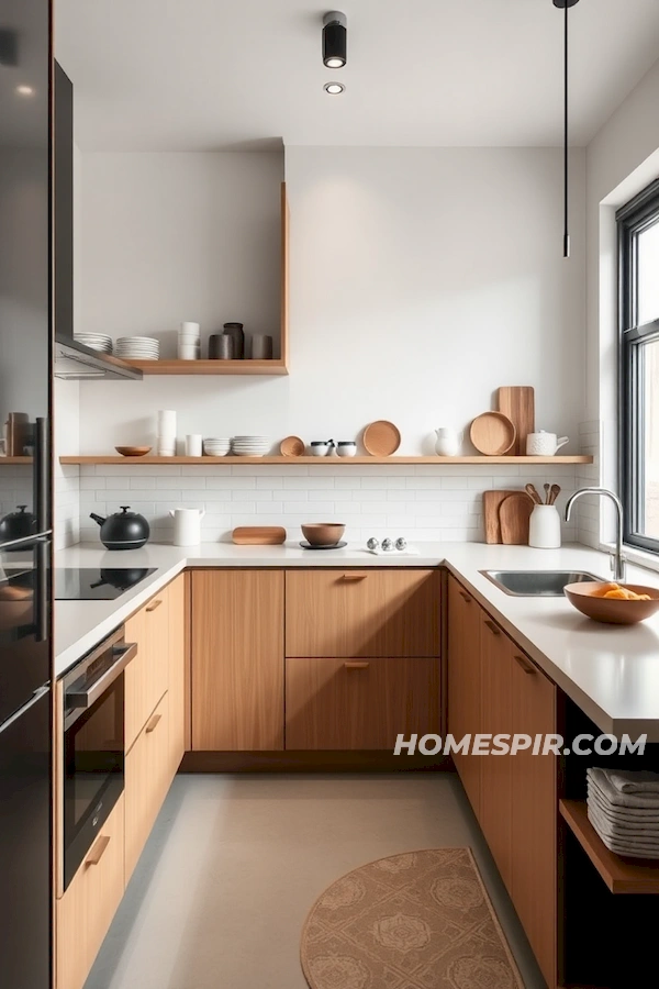 Mono Chic Japanese Kitchen with Open Shelving Mono Chic Japanese Kitchen with Open Shelving