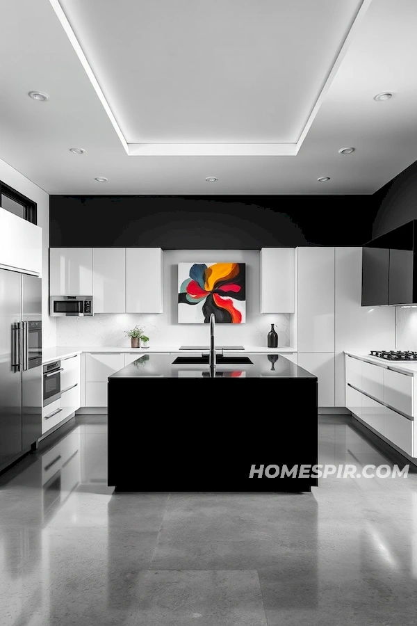 Monochrome Kitchen with Art Monochrome Kitchen with Art