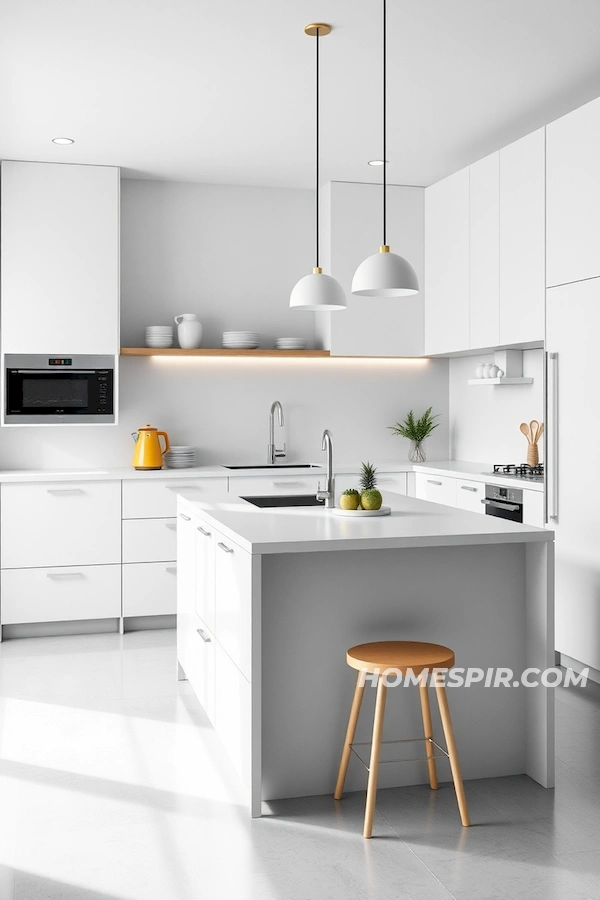 Monochrome Kitchen with Color Highlights Monochrome Kitchen with Color Highlights