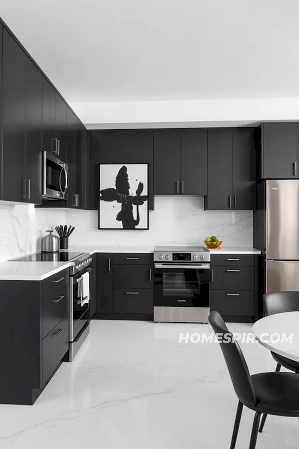 Monochrome Kitchen with Stainless Steel Highlights Monochrome Kitchen with Stainless Steel Highlights