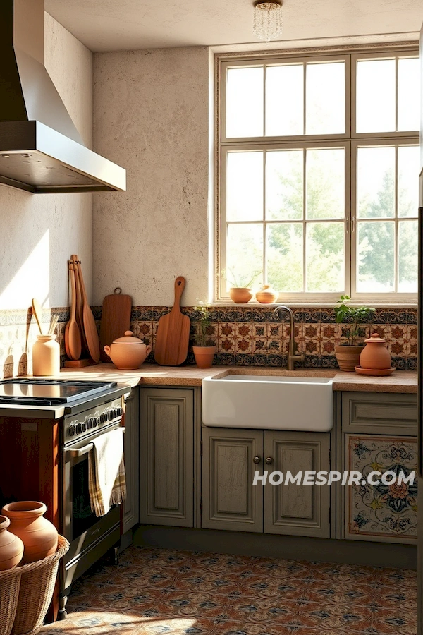 Morning Light in Boho Kitchen with Textured Walls Morning Light in Boho Kitchen with Textured Walls
