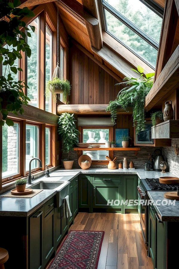 Natural Light Enhances Forest Palette Kitchen Natural Light Enhances Forest Palette Kitchen