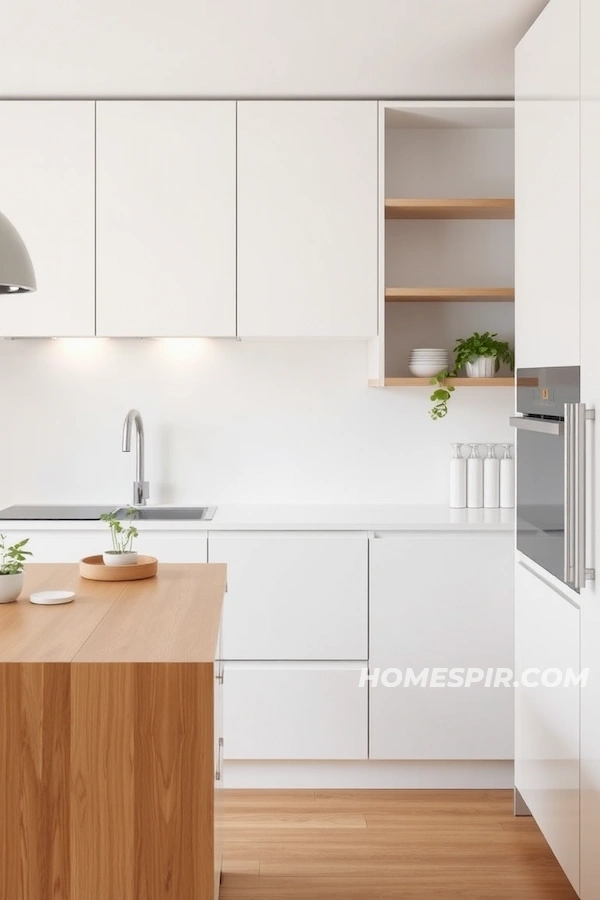 Natural Wood Island in Minimalist Kitchen Design Natural Wood Island in Minimalist Kitchen Design