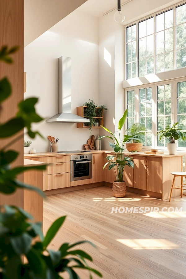 Natural Wood Textures in a Lush Green Kitchen Natural Wood Textures in a Lush Green Kitchen