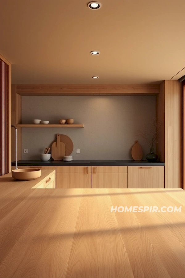 Natural Wooden Kitchen Soft Ambient Lighting Natural Wooden Kitchen Soft Ambient Lighting