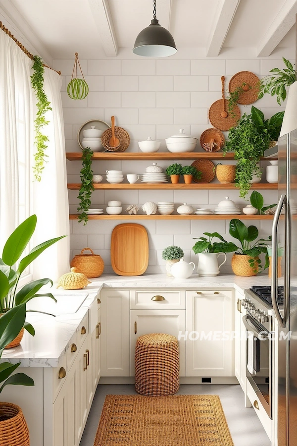 Nature-Inspired Beach Kitchen with Tropical Plants Nature-Inspired Beach Kitchen with Tropical Plants