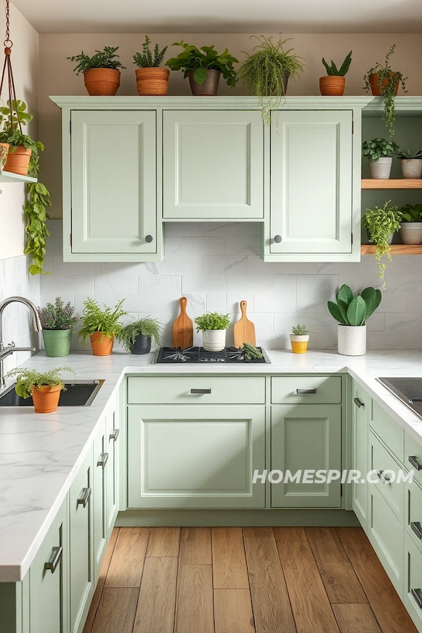 Nature Inspired Pastel Green Minimalist Kitchen Nature Inspired Pastel Green Minimalist Kitchen