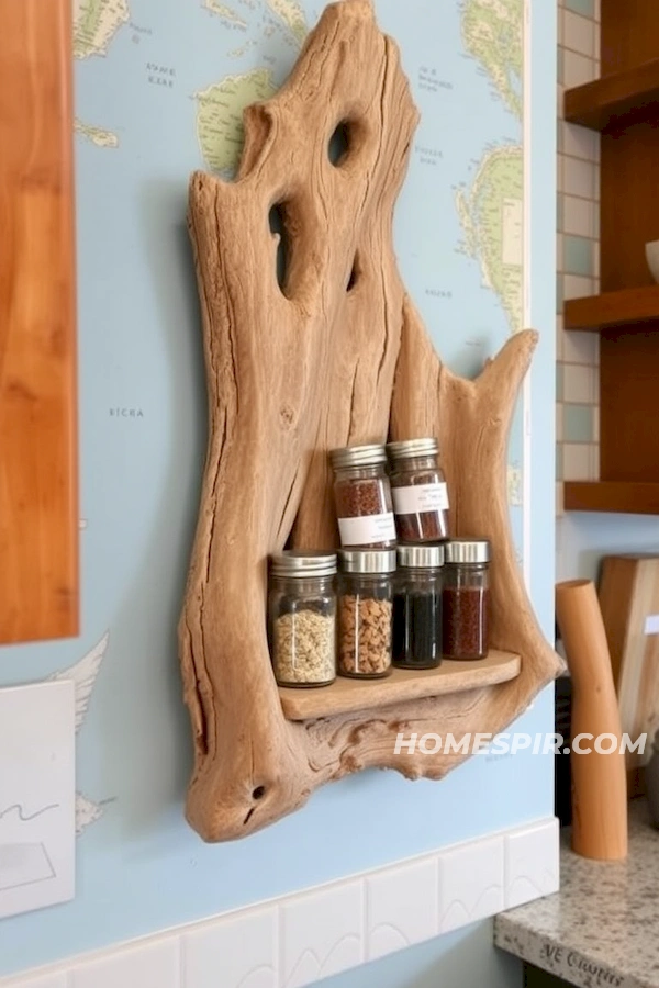 Nautical Driftwood Spice Rack for Beachy Kitchens Nautical Driftwood Spice Rack for Beachy Kitchens