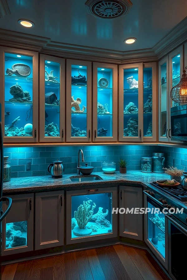 Nautical Kitchen with Aquarium Glass Cabinets Nautical Kitchen with Aquarium Glass Cabinets