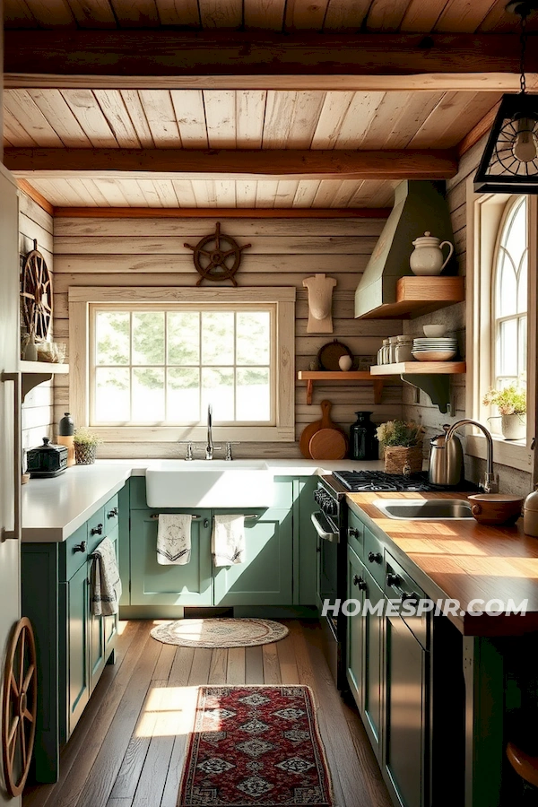 Nautical Kitchen with Driftwood and Porthole Windows Nautical Kitchen with Driftwood and Porthole Windows