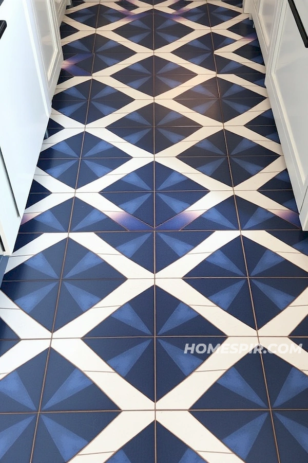 Navy and White Triangle Floor Design Navy and White Triangle Floor Design