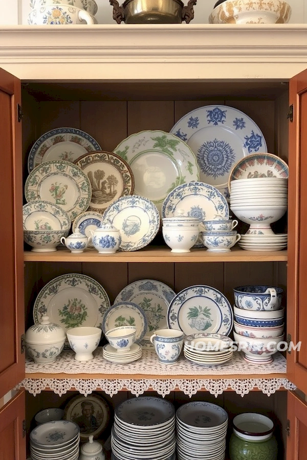 Nostalgic Ceramic Plates with Lace Accents Nostalgic Ceramic Plates with Lace Accents