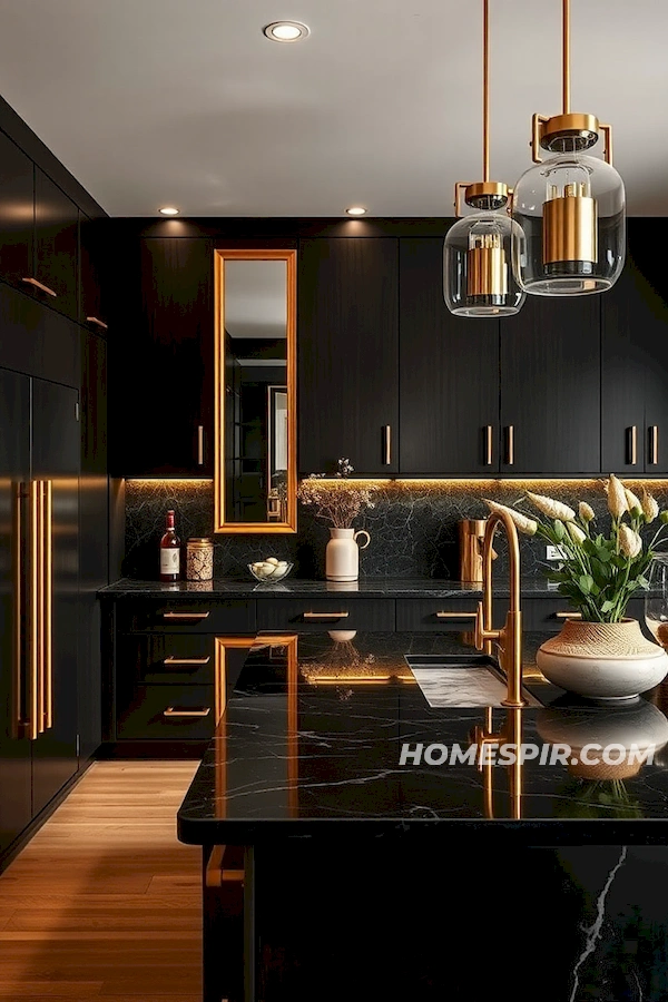 Opulent Mid-Century Kitchen with Marble Island Opulent Mid-Century Kitchen with Marble Island