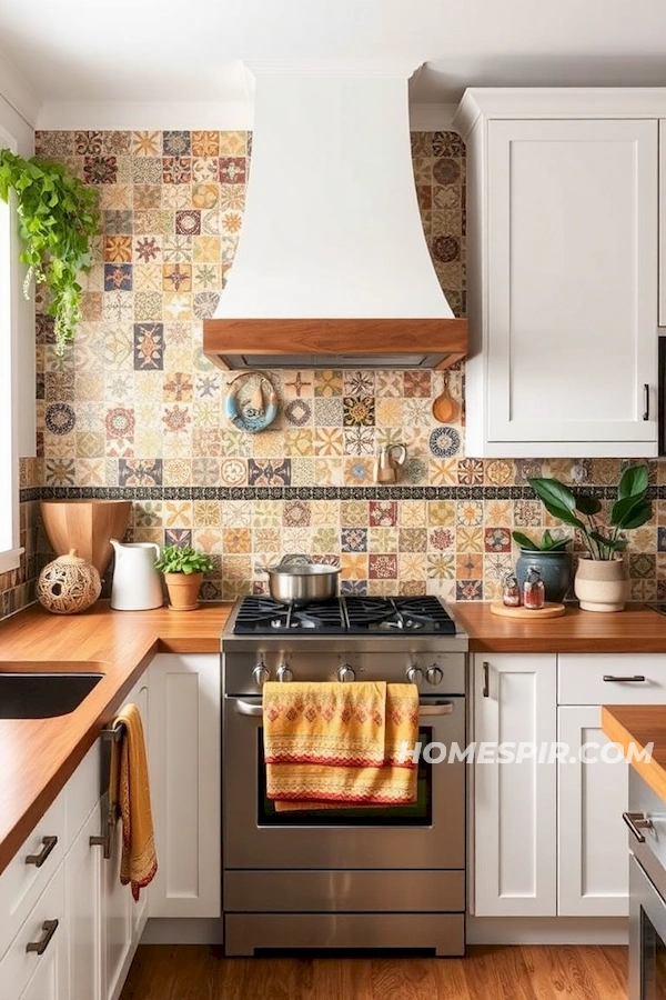 Organic Ambiance in Boho Kitchen with Mosaic Tiles Organic Ambiance in Boho Kitchen with Mosaic Tiles