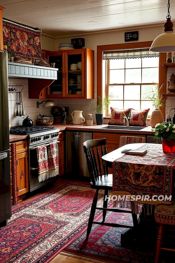 Patchwork and Embroidered Runners in Kitchen Patchwork and Embroidered Runners in Kitchen