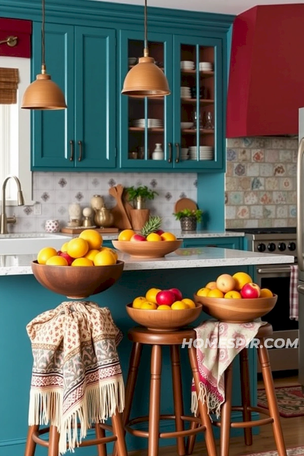Patterned Textiles in Bold Boho Kitchen Patterned Textiles in Bold Boho Kitchen