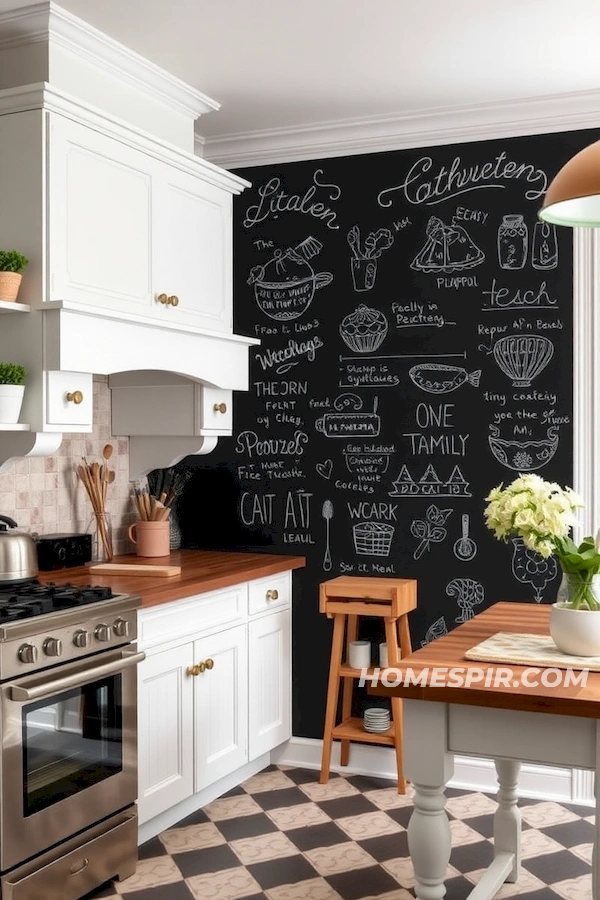 Playful Chalk Illustrations in Shabby Chic Kitchen Playful Chalk Illustrations in Shabby Chic Kitchen